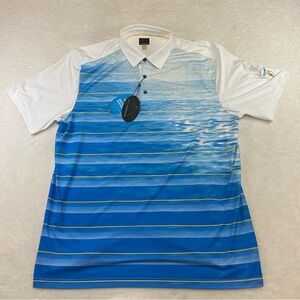 NWT Gleneagles Greg Norman Play Dry Golf Polo Shirt Mens XXL 2XL White Stripe